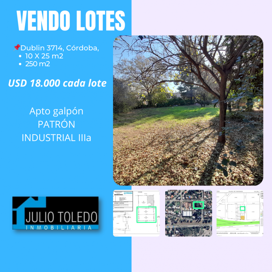 ESTACION FLORES: A METROS CIRCUNVALACION VENDO 2 LOTES DE 250 M2 C/U (INDIVIDUALMENTE O EL PAR)