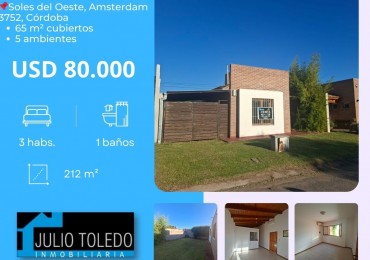 VENDO HERMOSA CASA DE 3 DORMITORIOS EN BARRIO CERRADO SOLES DEL OESTE (MATIENZO)
